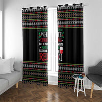 White and Red Christmas Wine Window Curtain with Festive Pattern and Holiday Cheer - Wonder Print Shop