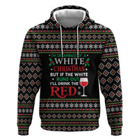 White and Red Christmas Wine Zip Hoodie with Festive Pattern and Holiday Cheer - Wonder Print Shop