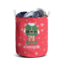 Bossy Elf Christmas Laundry Basket with Snowflakes and Striped Sleeves - Wonder Print Shop