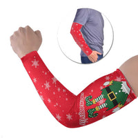 Bossy Elf Christmas Arm Sleeves with Snowflakes and Striped Sleeves - Wonder Print Shop