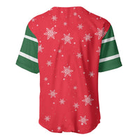 Bossy Elf Christmas Baseball Jersey with Snowflakes and Striped Sleeves - Wonder Print Shop