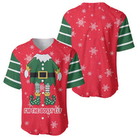Bossy Elf Christmas Baseball Jersey with Snowflakes and Striped Sleeves - Wonder Print Shop