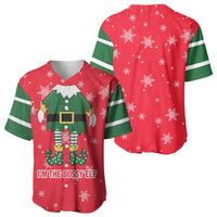 Bossy Elf Christmas Baseball Jersey with Snowflakes and Striped Sleeves - Wonder Print Shop