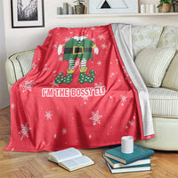 Bossy Elf Christmas Blanket with Snowflakes and Striped Sleeves - Wonder Print Shop