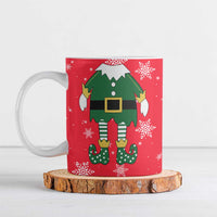 Bossy Elf Christmas Ceramic Mug with Snowflakes and Striped Sleeves - Wonder Print Shop