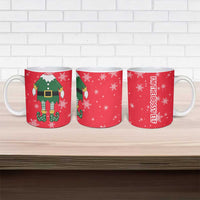 Bossy Elf Christmas Ceramic Mug with Snowflakes and Striped Sleeves - Wonder Print Shop
