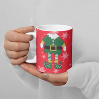 Bossy Elf Christmas Ceramic Mug with Snowflakes and Striped Sleeves - Wonder Print Shop