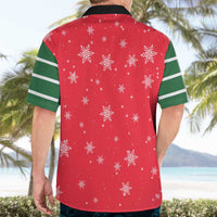 Bossy Elf Christmas Hawaiian Shirt with Snowflakes and Striped Sleeves - Wonder Print Shop