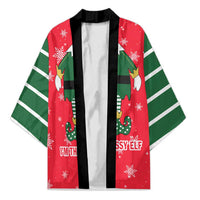 Bossy Elf Christmas Kimono with Snowflakes and Striped Sleeves - Wonder Print Shop