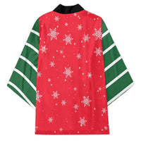 Bossy Elf Christmas Kimono with Snowflakes and Striped Sleeves - Wonder Print Shop