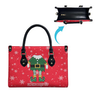 Bossy Elf Christmas Leather Bag with Snowflakes and Striped Sleeves - Wonder Print Shop