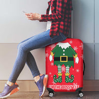 Bossy Elf Christmas Luggage Cover with Snowflakes and Striped Sleeves - Wonder Print Shop