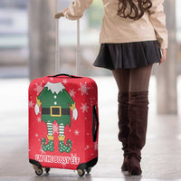 Bossy Elf Christmas Luggage Cover with Snowflakes and Striped Sleeves - Wonder Print Shop