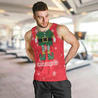 Bossy Elf Christmas Men Tank Top with Snowflakes and Striped Sleeves - Wonder Print Shop