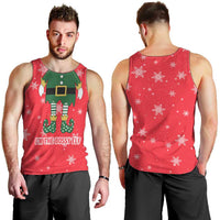 Bossy Elf Christmas Men Tank Top with Snowflakes and Striped Sleeves - Wonder Print Shop