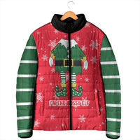 Bossy Elf Christmas Padded Jacket with Snowflakes and Striped Sleeves - Wonder Print Shop