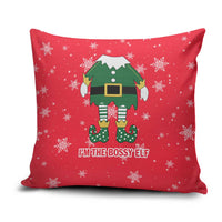 Bossy Elf Christmas Pillow Cover with Snowflakes and Striped Sleeves - Wonder Print Shop