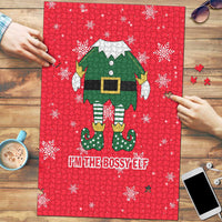 Bossy Elf Christmas Puzzle with Snowflakes and Striped Sleeves - Wonder Print Shop