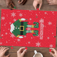 Bossy Elf Christmas Puzzle with Snowflakes and Striped Sleeves - Wonder Print Shop