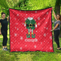 Bossy Elf Christmas Quilt with Snowflakes and Striped Sleeves - Wonder Print Shop