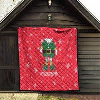 Bossy Elf Christmas Quilt with Snowflakes and Striped Sleeves - Wonder Print Shop