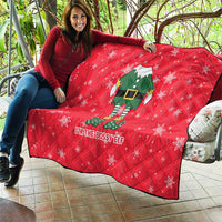 Bossy Elf Christmas Quilt with Snowflakes and Striped Sleeves - Wonder Print Shop