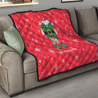 Bossy Elf Christmas Quilt with Snowflakes and Striped Sleeves - Wonder Print Shop