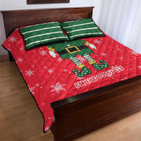 Bossy Elf Christmas Quilt Bed Set with Snowflakes and Striped Sleeves - Wonder Print Shop