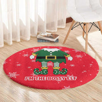 Bossy Elf Christmas Round Carpet with Snowflakes and Striped Sleeves - Wonder Print Shop