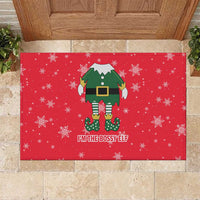 Bossy Elf Christmas Rubber Doormat with Snowflakes and Striped Sleeves - Wonder Print Shop