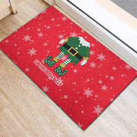 Bossy Elf Christmas Rubber Doormat with Snowflakes and Striped Sleeves - Wonder Print Shop