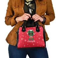 Bossy Elf Christmas Shoulder Handbag with Snowflakes and Striped Sleeves - Wonder Print Shop