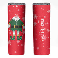 Bossy Elf Christmas Skinny Tumbler with Snowflakes and Striped Sleeves - Wonder Print Shop