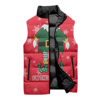 Bossy Elf Christmas Sleeveless Puffer Jacket with Snowflakes and Striped Sleeves - Wonder Print Shop