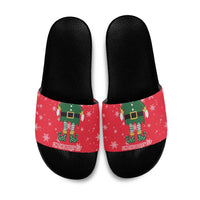 Bossy Elf Christmas Slide Sandals with Snowflakes and Striped Sleeves - Wonder Print Shop