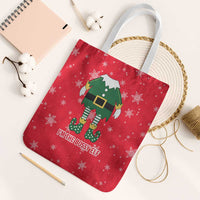 Bossy Elf Christmas Tote Bag with Snowflakes and Striped Sleeves - Wonder Print Shop