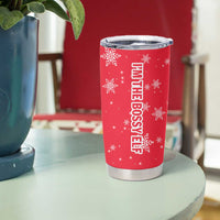 Bossy Elf Christmas Tumbler Cup with Snowflakes and Striped Sleeves - Wonder Print Shop