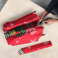 Bossy Elf Christmas Umbrella with Snowflakes and Striped Sleeves - Wonder Print Shop