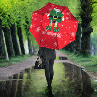 Bossy Elf Christmas Umbrella with Snowflakes and Striped Sleeves - Wonder Print Shop