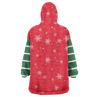 Bossy Elf Christmas Wearable Blanket Hoodie with Snowflakes and Striped Sleeves - Wonder Print Shop