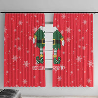 Bossy Elf Christmas Window Curtain with Snowflakes and Striped Sleeves - Wonder Print Shop