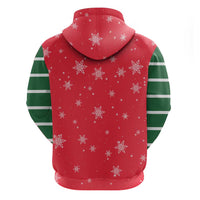 Bossy Elf Christmas Zip Hoodie with Snowflakes and Striped Sleeves - Wonder Print Shop