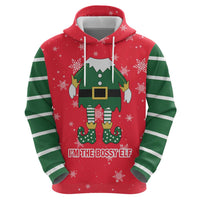 Bossy Elf Christmas Zip Hoodie with Snowflakes and Striped Sleeves - Wonder Print Shop