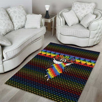 Rainbow Jesus Ah Men Christmas Area Rug with Colorful Stripes and Holiday Pattern - Wonder Print Shop