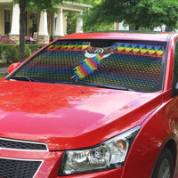 Rainbow Jesus Ah Men Christmas Auto Sun Shade with Colorful Stripes and Holiday Pattern - Wonder Print Shop