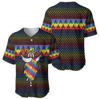 Rainbow Jesus Ah Men Christmas Baseball Jersey with Colorful Stripes and Holiday Pattern - Wonder Print Shop
