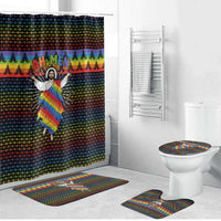 Rainbow Jesus Ah Men Christmas Bathroom Set with Colorful Stripes and Holiday Pattern - Wonder Print Shop
