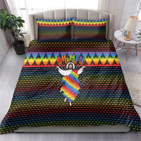 Rainbow Jesus Ah Men Christmas Bedding Set with Colorful Stripes and Holiday Pattern - Wonder Print Shop