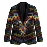 Rainbow Jesus Ah Men Christmas Blazer with Colorful Stripes and Holiday Pattern - Wonder Print Shop