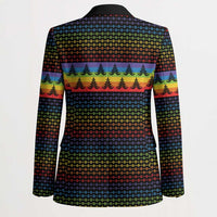 Rainbow Jesus Ah Men Christmas Blazer with Colorful Stripes and Holiday Pattern - Wonder Print Shop